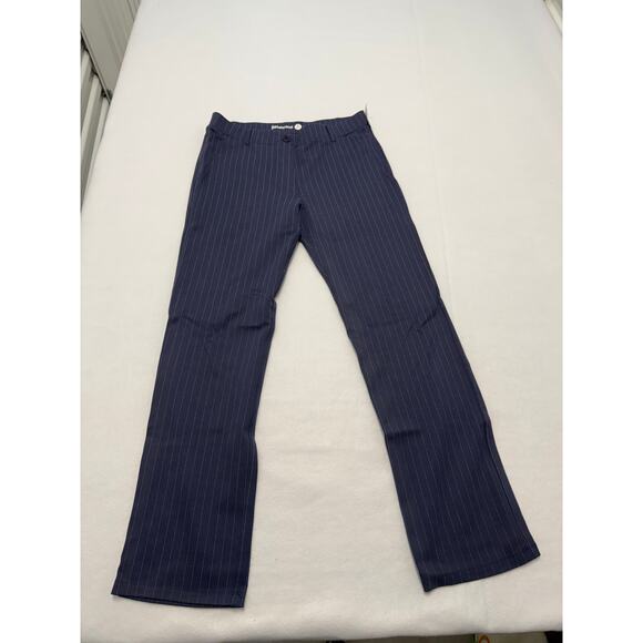 Beta Brand Pinstripe Navy Blue Staight Leg Pants Women’s Size M/ P Tall - Picture 1 of 7
